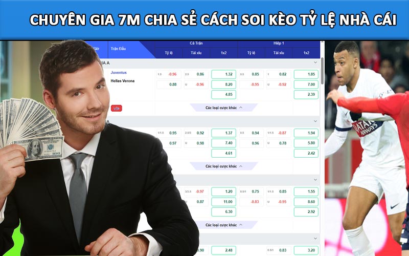 Chuyên gia 7M CN chia sẻ cách soi kèo tỷ lệ nhà cái